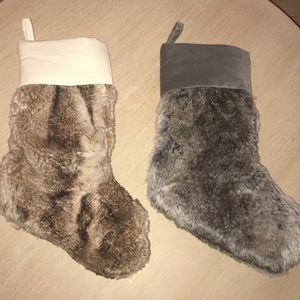 Pottery Barn Set of 2 Faux Fur Christmas Stockings